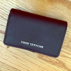 Black Leather with Silver detail MK Wallet